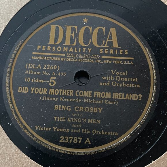 Bing Crosby St. Patrick's Day 5 Record Set Vinyl / 10" Media - Copyright 1946 - Picture 10 of 16